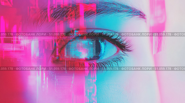 malfunction glitching machine vision system ai generated. Стоковое AI-изображение, AI-художник Vectorwin / Фотобанк Лори