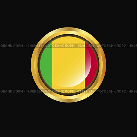 Mali flag Golden button. Стоковая иллюстрация, агентство Ingram Publishing / Фотобанк Лори