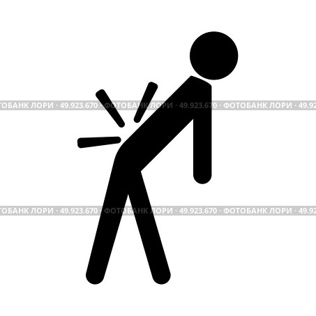 Man a with sick back . Backache black icon . Стоковая иллюстрация, агентство Ingram Publishing / Фотобанк Лори