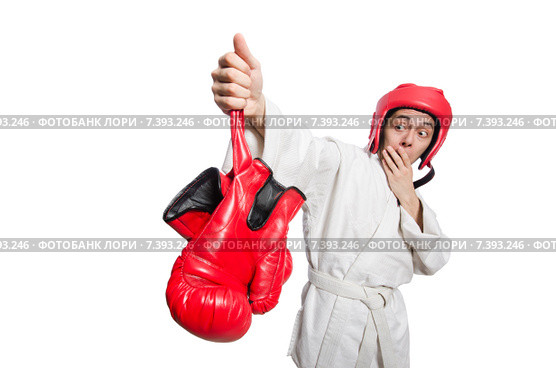 Man boxer isolated on white. Стоковое фото, фотограф Elnur / Фотобанк Лори