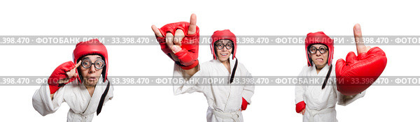 Man boxer isolated on white. Стоковое фото, фотограф Elnur / Фотобанк Лори