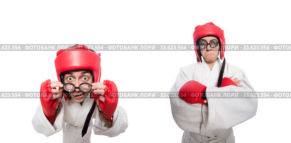 Man boxer isolated on white. Стоковое фото, фотограф Elnur / Фотобанк Лори