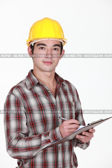 Man in a hardhat. Стоковое фото, агентство Ingram Publishing / Фотобанк Лори