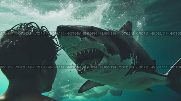 Man is attacked by a shark under water. Diving sports, risk and danger and panic attack victim concept. Стоковое AI-видео, аниматор Ирина Старикова / Фотобанк Лори