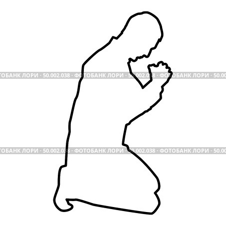 Man pray on his knees silhouette icon black color vector illustration flat style simple image outline. Стоковая иллюстрация, агентство Ingram Publishing / Фотобанк Лори