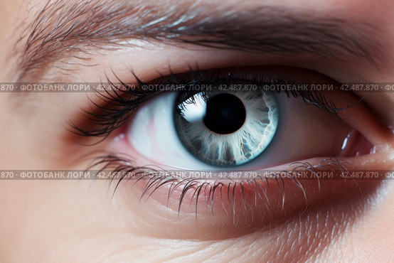 Man with contact lens closeup eye. Generate Ai. Стоковое AI-изображение, AI-художник Иван Рябоконь / Фотобанк Лори