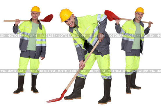 Man with shovel. Стоковое фото, агентство Ingram Publishing / Фотобанк Лори