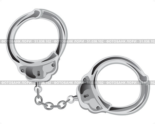 Manacles on chain on white background is insulated. Стоковая иллюстрация, иллюстратор Шипицин Евгений Витальевич / Фотобанк Лори