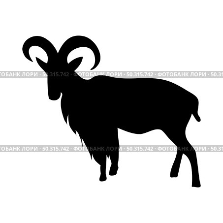 Maned ram silhouette. Smooth and clean lines. High detailed Maned ram silhouette. Vector Illustration.. deer and goats silhouettes set. Стоковая иллюстрация, агентство Ingram Publishing / Фотобанк Лори