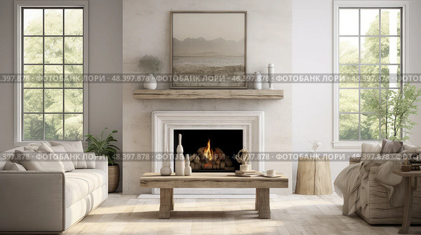 mantel white wood wash ai generated. Стоковое AI-изображение, AI-художник Vectorwin / Фотобанк Лори