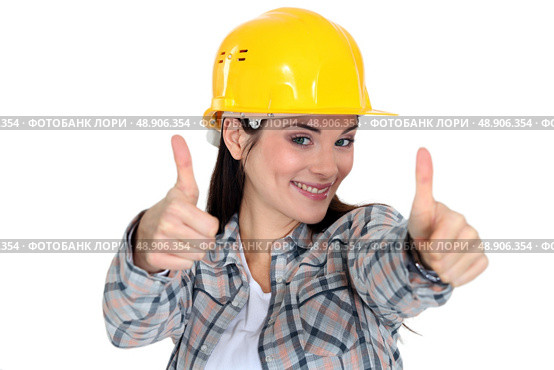 Mason happy female. Стоковое фото, агентство Ingram Publishing / Фотобанк Лори