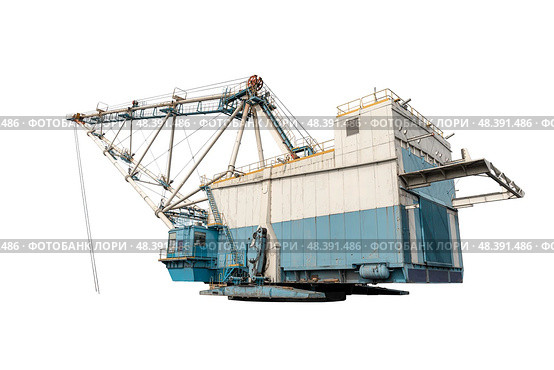 Massive Industrial Mining Dragline Excavator with Heavy Duty Boom and Complex Steel Structure for Mineral Extraction Operations, Machinery and Engineering Concept Isolated on transparent Background. Стоковое фото, фотограф Сергей Тимофеев / Фотобанк Лори