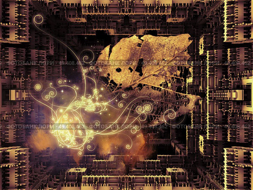Matter Can Dream series. Composition of fractal frames, graphic elements and lights with metaphorical relationship to imagination, technology and design. Стоковое фото, агентство Ingram Publishing / Фотобанк Лори