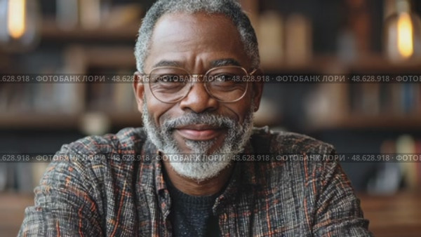 Mature gentleman with glasses smiles warmly in a series of portraits, exuding wisdom, confidence, and a friendly demeanor. He appears intelligent and engaged. Стоковое AI-видео, аниматор Данила Большаков / Фотобанк Лори