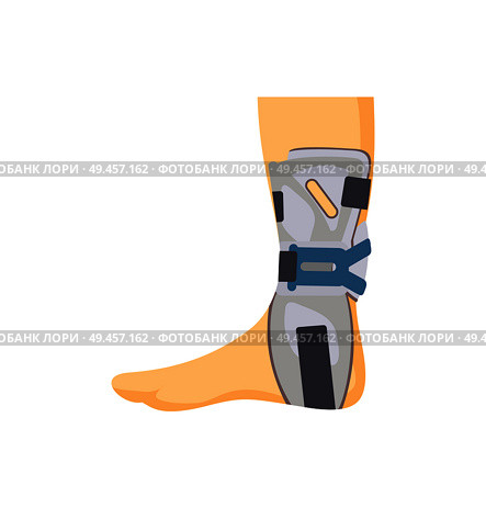 Medical fixing overlay on hurted human leg isolated banner white background, part of limb in special retainer, corset fixator vector illustration. Medical Fixing Overlay on Hurted Human Leg Banner. Стоковая иллюстрация, агентство Ingram Publishing / Фотобанк Лори