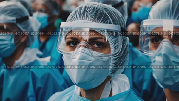Medical health workers in protective suit, mask, gloves, goggles, face shield. Virus prevention equipment. PPE personal protection. Precaution measures. CDC staff. Asian doctors in PPE biohazard gear. Стоковое AI-видео, аниматор Марина Демидюк / Фотобанк Лори