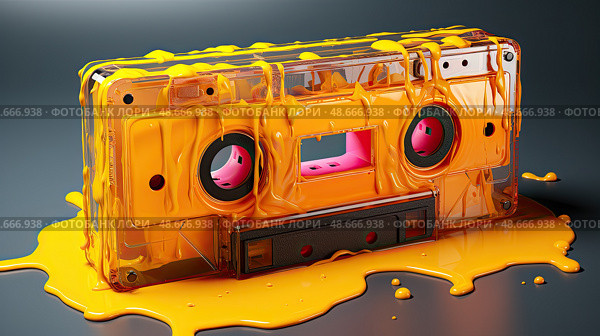 melting tape cassete. Стоковое AI-изображение, AI-художник Anastasy Yarmolovich / Фотобанк Лори