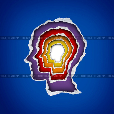 Mental disorders and memory loss or brain aging due to dementia and alzheimer’s disease as a medical psychology or psychiatry symbol as torn paper shaped as a human head as a suffering person in a 3d illustration style. Стоковое фото, агентство Ingram Publishing / Фотобанк Лори