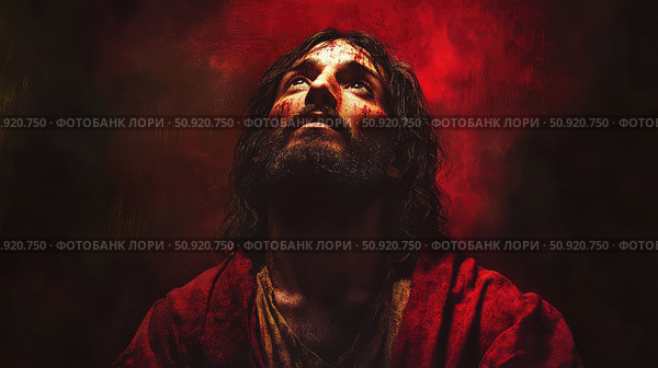 messiah jesus red ai generated. Стоковое AI-изображение, AI-художник Vectorwin / Фотобанк Лори