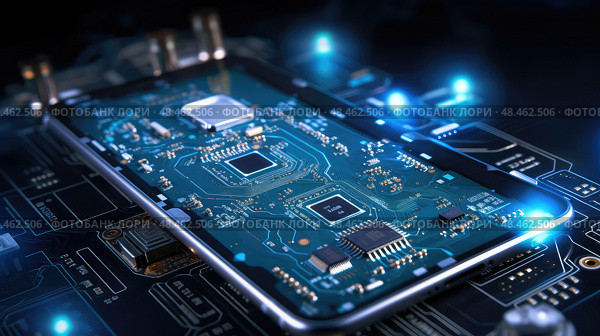 micro technology chip ai generated. Стоковое AI-изображение, AI-художник Vectorwin / Фотобанк Лори