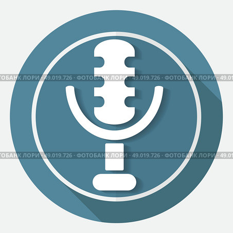 microphone icon on white circle with a long shadow. Стоковая иллюстрация, агентство Ingram Publishing / Фотобанк Лори