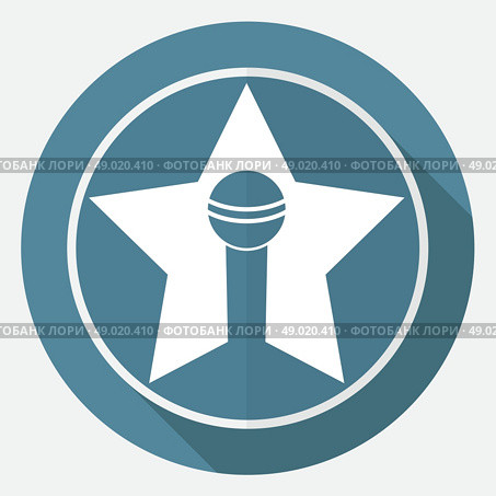 microphone icon on white circle with a long shadow. Стоковая иллюстрация, агентство Ingram Publishing / Фотобанк Лори