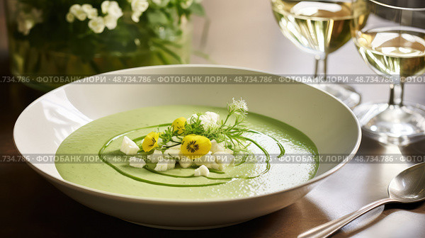micros green gazpacho ai generated. Стоковое AI-изображение, AI-художник Vectorwin / Фотобанк Лори