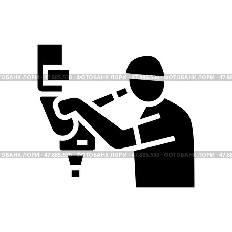 microsurgery doctor work glyph icon vector illustration. Стоковая иллюстрация, иллюстратор Vectorwin / Фотобанк Лори