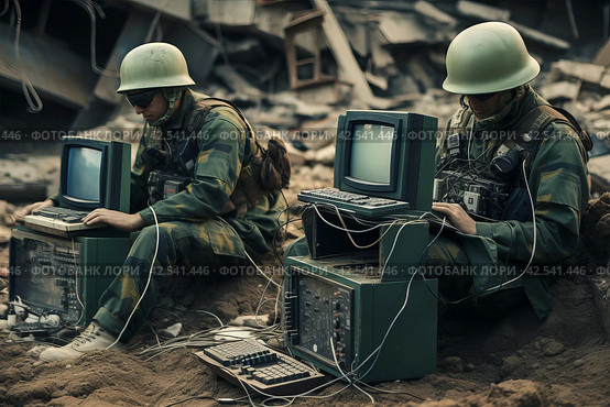 Military team defuses computer technology. Generate ai. Стоковое AI-изображение, AI-художник Иван Рябоконь / Фотобанк Лори
