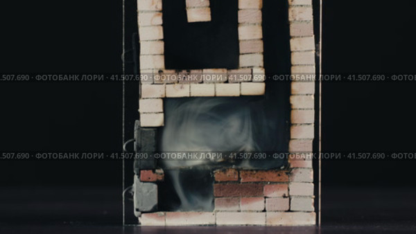 Miniature Brick Oven: How Smoke Flows and Fire Moves. Стоковое видео, видеограф Dzmitry Astapkovich / Фотобанк Лори