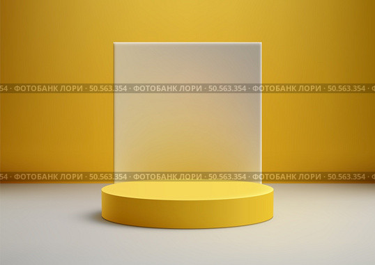 Minimal Modern 3D Yellow Podium with White Backdrop for Product Display, Mockup, Showroom, Showcase Clean, Elegant, and Stylish Background. Стоковая иллюстрация, агентство Ingram Publishing / Фотобанк Лори