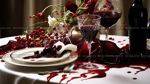 mishap spilled red wine ai generated. Стоковое AI-изображение, AI-художник Vectorwin / Фотобанк Лори