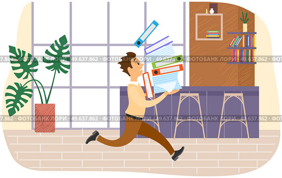 Missing deadline, bad time management. Work in high stress conditions and under hard boss pressure. Scene of tired, nervous, stressed people clutches head at work, many tasks. Deadline metaphors. Missing deadline, bad time management. Work in high stress conditions and under hard boss pressure. Стоковая иллюстрация, агентство Ingram Publishing / Фотобанк Лори