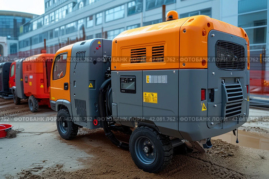 Mobile Compressor for Construction. Стоковое AI-изображение, AI-художник Юрий Поздников / Фотобанк Лори