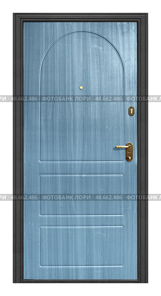 Model of entrance metal door isolated on white background. Стоковое фото, фотограф Елена  Попкова / Фотобанк Лори