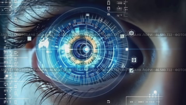 Modern cyber woman with matrix eye concept. Стоковое AI-видео, аниматор Ирина Старикова / Фотобанк Лори
