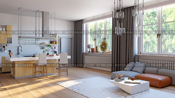 modern kitchen interior. Стоковое фото, фотограф Виктор Застольский / Фотобанк Лори