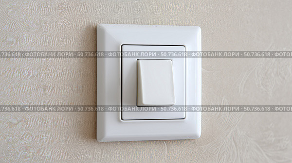Modern light switch on a textured wall in a well-lit room. Стоковое AI-изображение, AI-художник Katsiaryna Repich / Фотобанк Лори