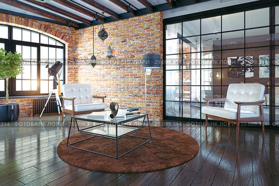 modern loft interior. Стоковое фото, фотограф Виктор Застольский / Фотобанк Лори
