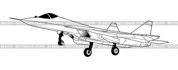 Modern Russian jet fighter aircraft. Стоковая иллюстрация, иллюстратор Илья Малов / Фотобанк Лори