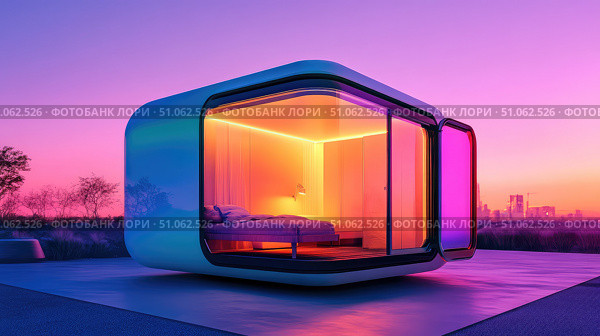 modular rotating tiny home ai generated. Стоковое AI-изображение, AI-художник Vectorwin / Фотобанк Лори