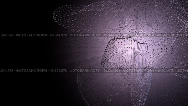 Molecule model with connected lines with dots on dark background. Medicine, technology, chemistry or science background. Scientific or medical background with molecules and atoms. 3d illustration.. Molecule model with connected lines with dots on dark background. Medicine, technology, chemistry or science background. Scientific or medical background with molecules and atoms. 3d illustration. Стоковое фото, агентство Ingram Publishing / Фотобанк Лори