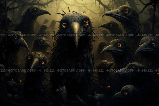 Morbid Skull creepy blood demons birds. Generate Ai. Стоковое AI-изображение, AI-художник Иван Рябоконь / Фотобанк Лори