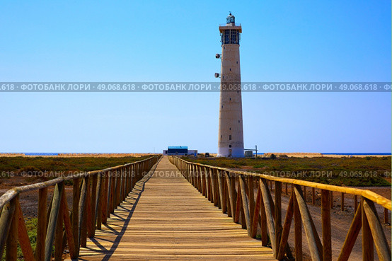 Morro Jable Matorral lighthouse Jandia in Pajara of Fuerteventura at Canary Islands. Стоковое фото, агентство Ingram Publishing / Фотобанк Лори