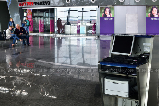 Moscow, Russia - April 4. 2018. Empty reception at airport Vnukovo. Редакционное фото, фотограф Володина Ольга / Фотобанк Лори
