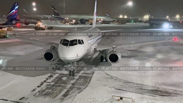 MOSCOW, RUSSIA, January12, 2020: Company Severstal plane taxied on the apron in to the airport Sheremetyevo, Russia. Редакционное фото, фотограф Фотограф / Фотобанк Лори