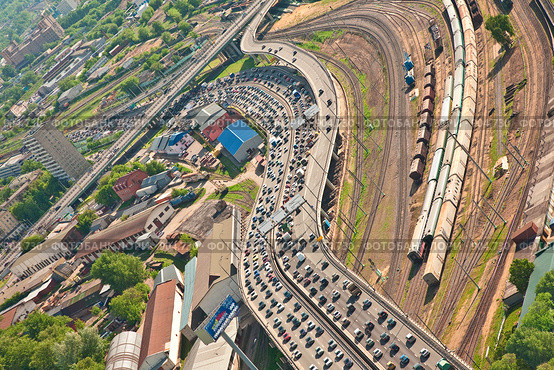 Московские пробки с высоты птичьего полёта (2009 год). Стоковое фото, фотограф Андрей Лавренов / Фотобанк Лори