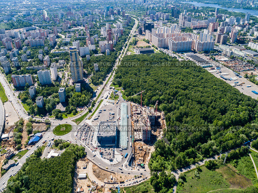Москва, Северный округ, вид сверху на район Ховрино (2019 год). Стоковое фото, фотограф glokaya_kuzdra / Фотобанк Лори