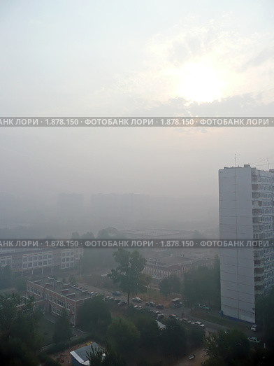 Москва, Солнцево, Утро, Дым (2010 год). Стоковое фото, фотограф ДЕНЩИКОВ Александр Витальевич / Фотобанк Лори