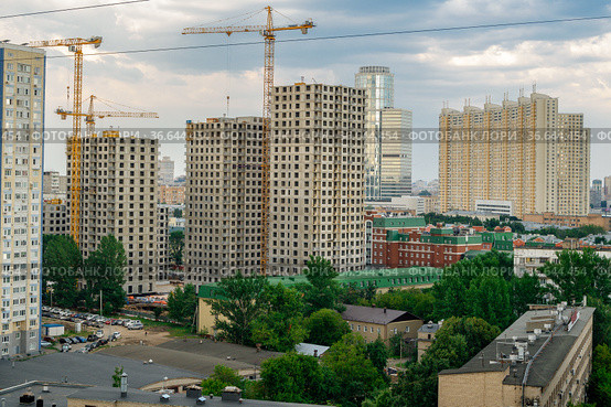 Москва, строительство жилого комплекса "Авиатика" (2021 год). Редакционное фото, фотограф glokaya_kuzdra / Фотобанк Лори